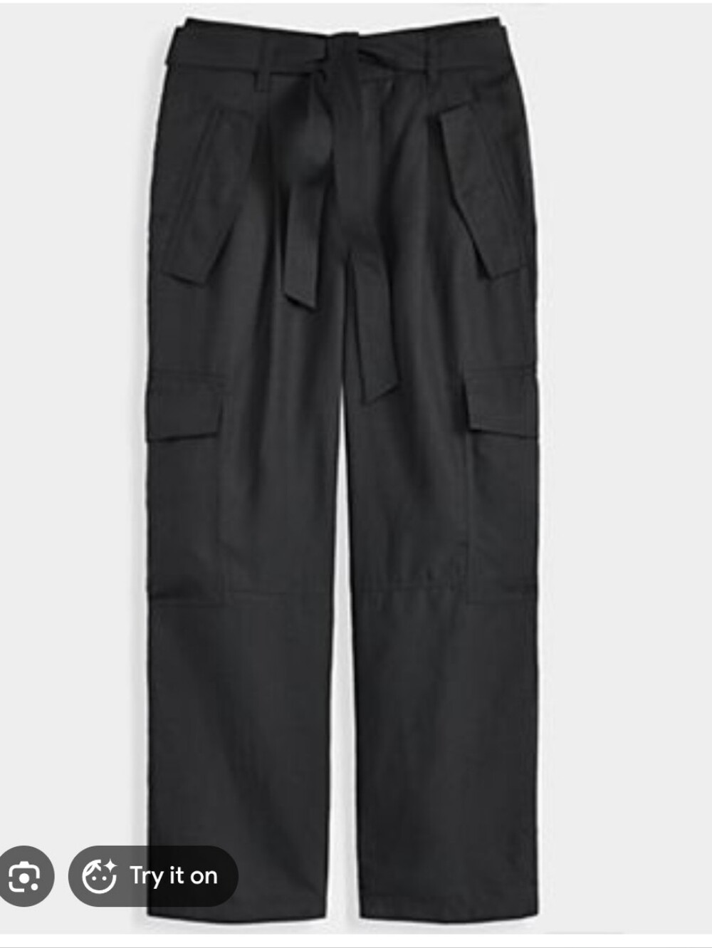 INC International Concepts Vintage Y2K Baggy Black Lyocell Cargo Pants with Tie